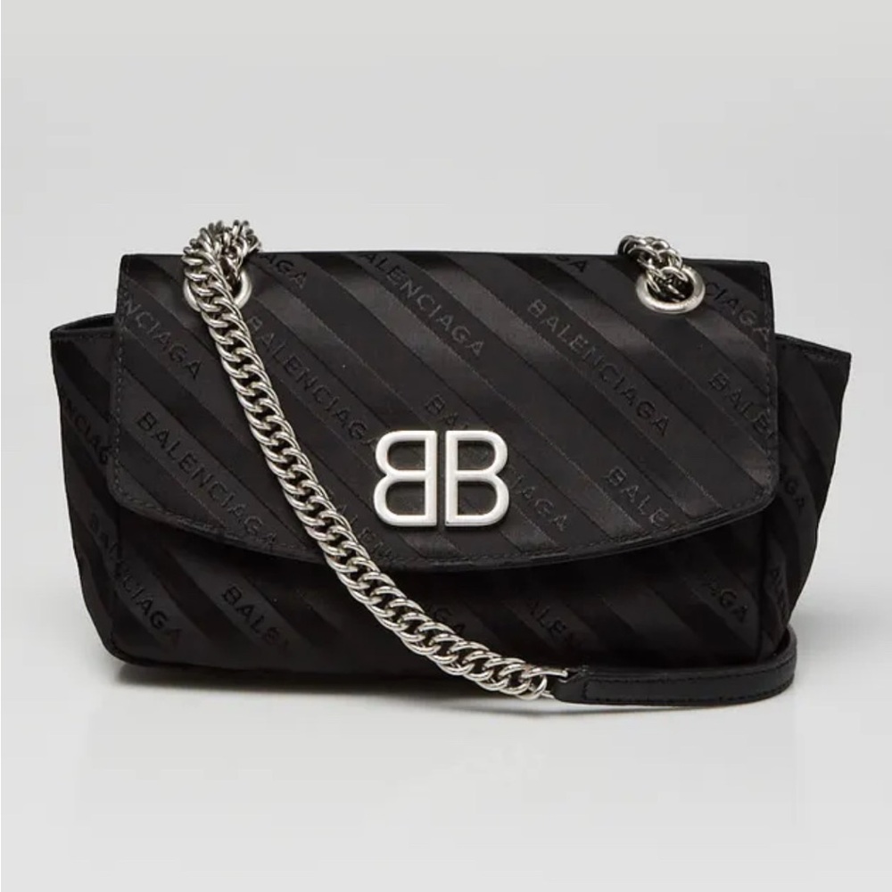 Balenciaga Black BB Satin Jacquard bag